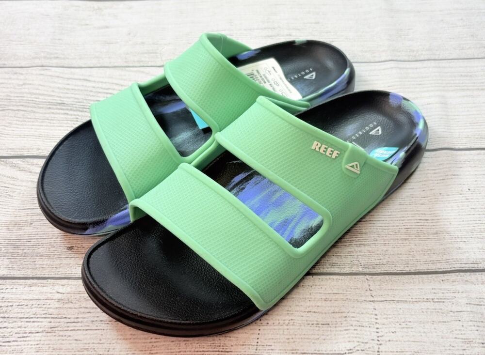 Reef Men’s Oasis Double Up Two Strap Sandals Black Marble Ocean Size 9